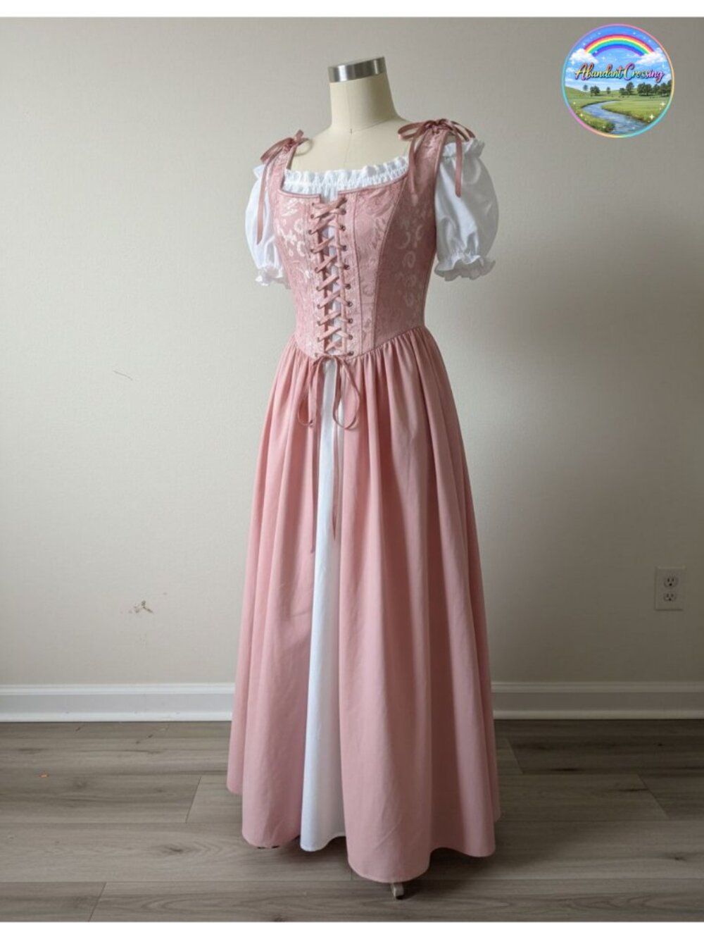 Renaissance Corset Dress Medieval Two-Piece Lace-Up Costume